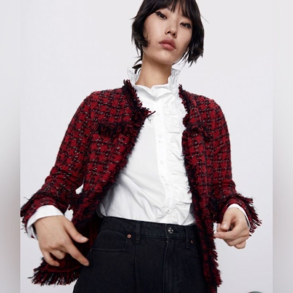 ZARA BOHO CHIC SHORT TWEED JACKET SIZE M